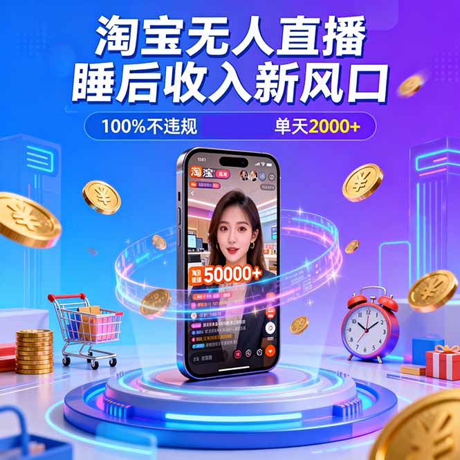 淘宝无人直播，不违规不封号，直播100小时卖了5万，年底旺季！-易网赚