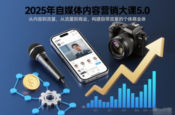 2025年自媒体内容营销大课5.0，从内容到流量，从流量到商业，构建自带流量的个体商业体-易网赚
