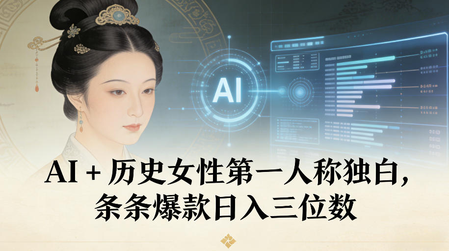 AI+历史女性第一人称独白，条条爆款日入三位数-易网赚