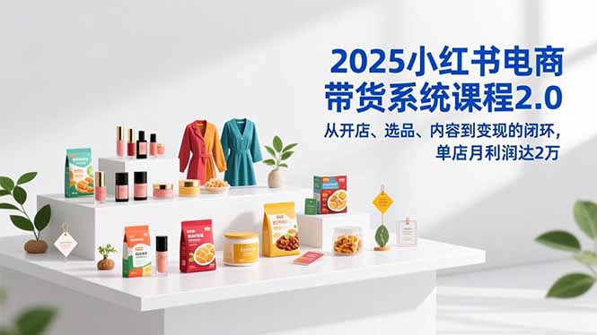 2025小红书电商带货系统课程2.0,从开店、选品、内容到变现的闭环,单店月利润达2万-易网赚