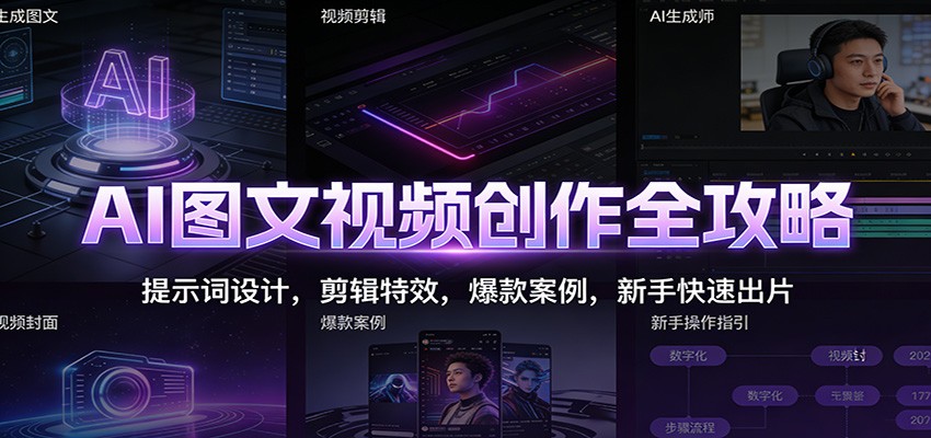 AI图文视频创作全攻略：提示词设计，剪辑特效，爆款案例，新手快速出片-易网赚