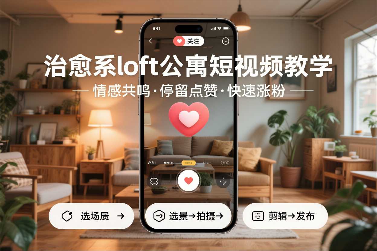 治愈系loft公寓短视频制作教学，情感共鸣引停留点赞关注，快速起号涨粉-易网赚