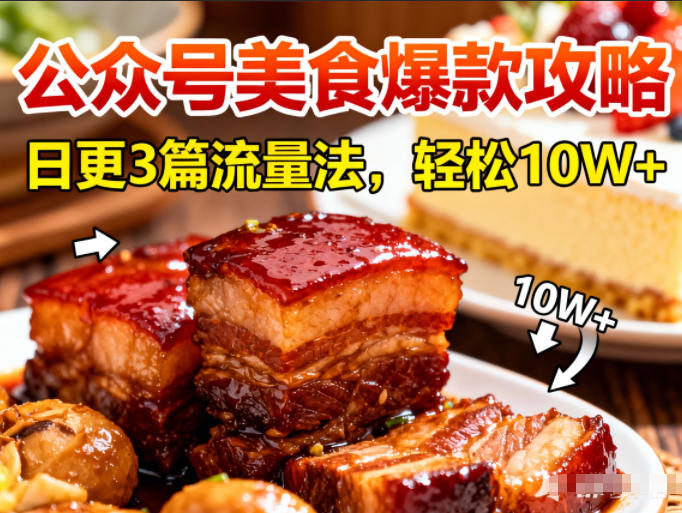 公众号搬运美食爆款攻略，日更3篇流量主打法，轻松10W+阅读-易网赚