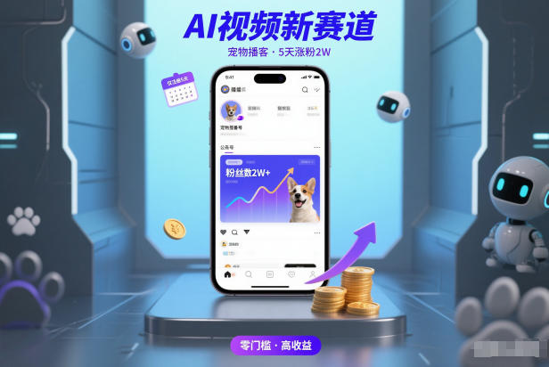 AI视频新赛道，宠物播客仅注册5天涨粉2W，收益非常可观-易网赚