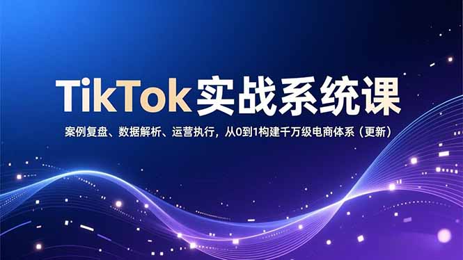 TikTok实战系统课，案例复盘、数据解析、运营执行，从0到1构建千万级电商体系(更新-易网赚