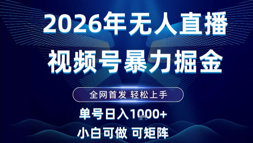 2026最新视频号无人直播掘金，全网首发，小白可以玩，长期稳定日入1k+【揭秘】-易网赚
