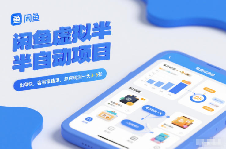 闲鱼虚拟半自动项目，出单快，容易拿结果，单店利润一天3-5张-易网赚