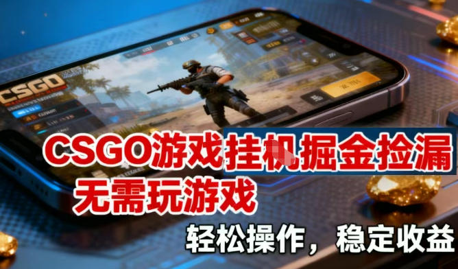 CSGO游戏挂G掘金捡漏，不需要玩游戏，操作简单，收益稳定【揭秘】-易网赚