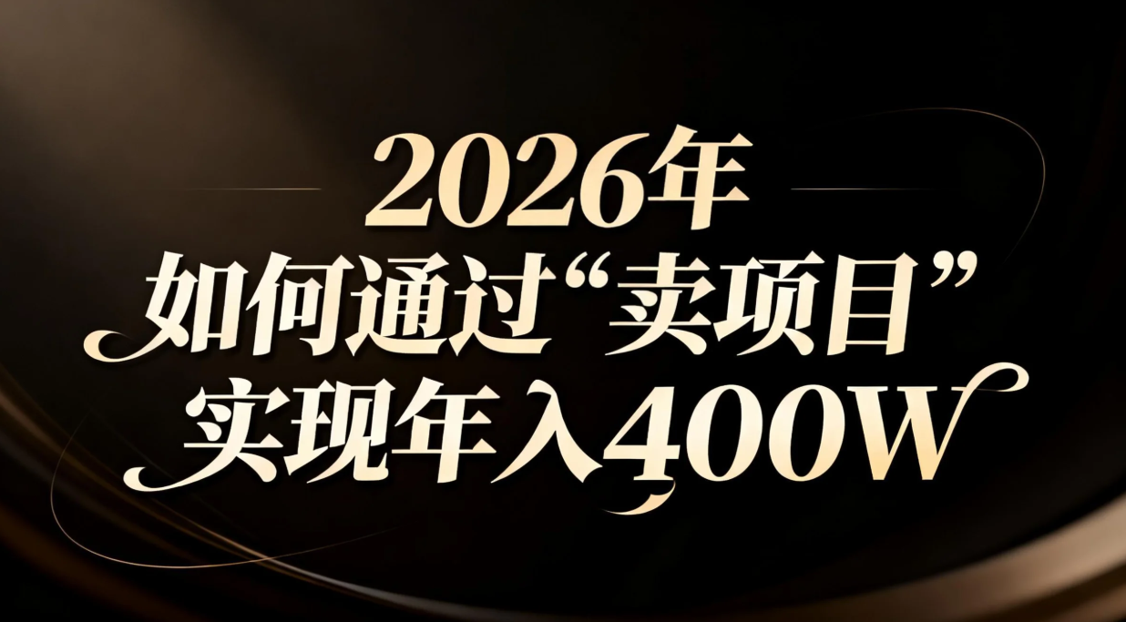 2026年如何通过“卖项目”实现年入百万-易网赚