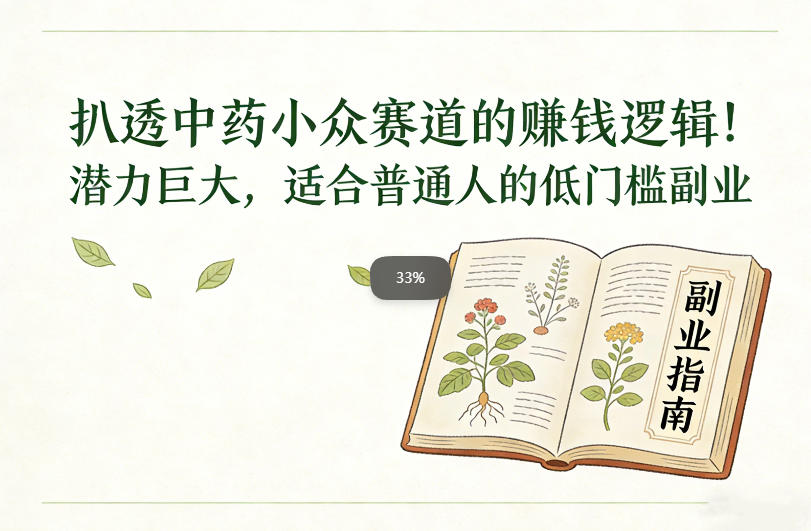 扒透中药小众赛道的賺米逻辑，潜力巨大，适合普通人的低门槛副业-易网赚