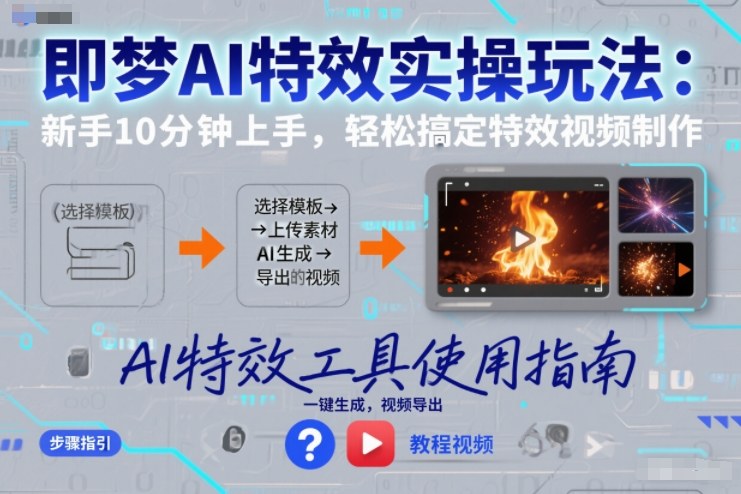 即梦AI特效实操玩法：新手10分钟上手，轻松搞定特效视频制作-易网赚