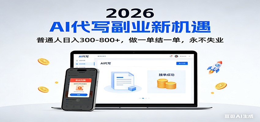 2026 副业首选！AI 代写日入 300-800，普通人0门槛，做一单结一单！-易网赚