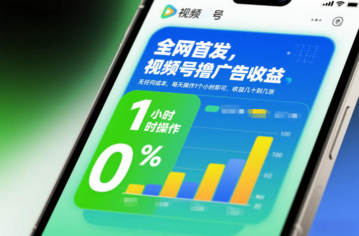 全网首发，视频号撸广告收益，无任何成本，每天操作1个小时即可，收益几十到几张-易网赚