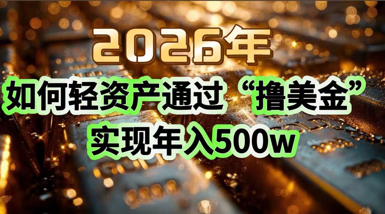 2026年如何轻资产通过“撸美金”实现年入500w-易网赚