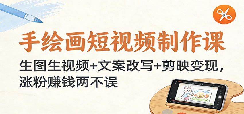 手绘画短视频制作课：生图生视频+文案改写+剪映变现，涨粉赚钱两不误-易网赚