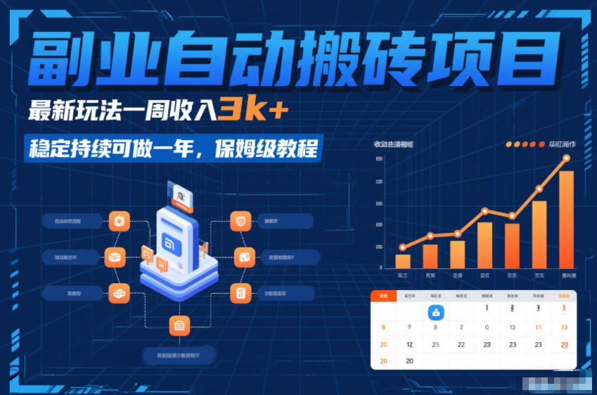 副业自动搬砖项目，最新玩法一周收入3k+，稳定持续可做一年，保姆级教程【揭秘】-易网赚