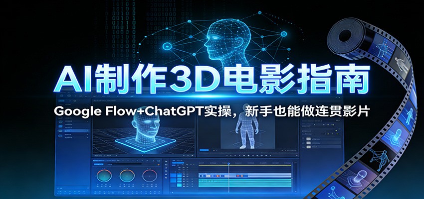 AI制作3D电影指南：Google Flow+ChatGPT实操，新手也能做连贯影片-易网赚