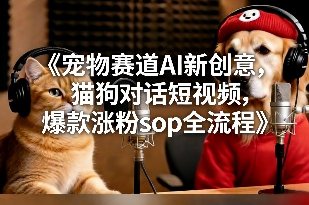 宠物赛道AI新创意，猫狗对话短视频，爆款涨粉sop全流程-易网赚
