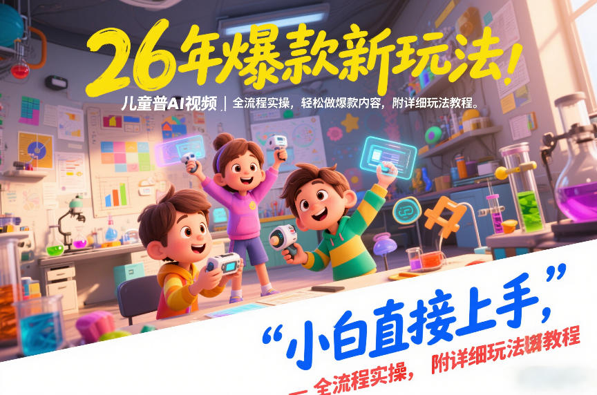 26年爆款新玩法，儿童科普AI视频，全流程实操，轻松做爆款内容，小白直接上手，附详细玩法教程-易网赚